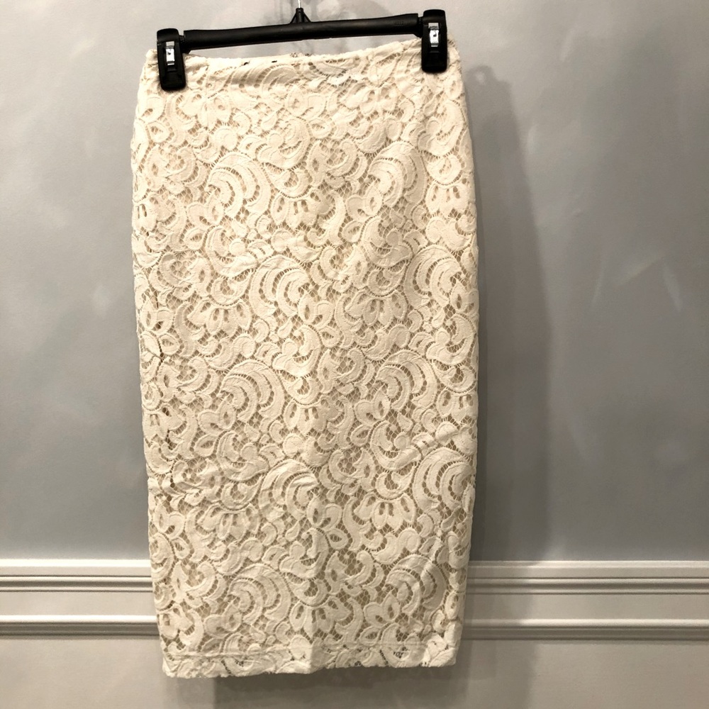 New Look Cream Lace Pencil Skirt XS/2